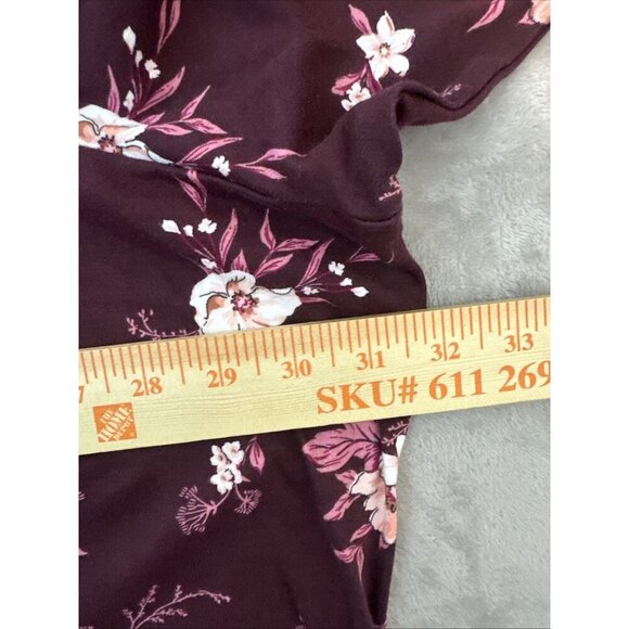Women’s Croft & Barrow Top 3/4 Sleeves Floral Maroon Plus 5x - Picture 2 of 12